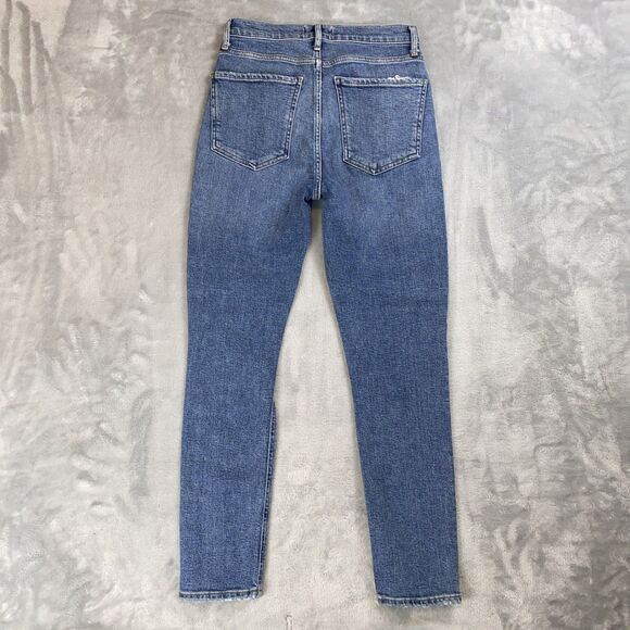 AGOLDE Women’s 25 Nico High Rise Slim Crop Jeans Shoreline Knee Tear Button Fly - Picture 10 of 10